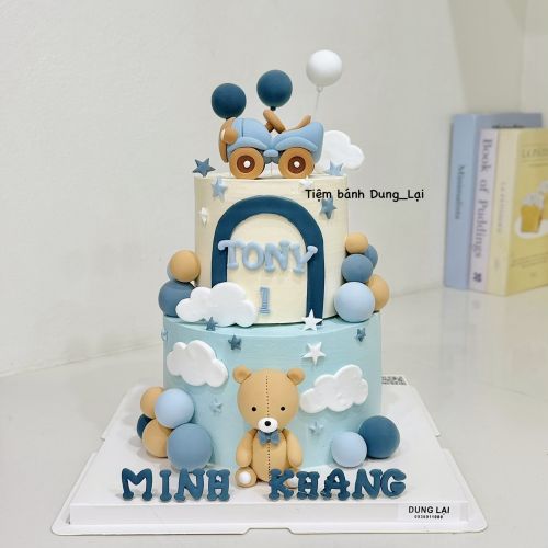 Bánh 2 tầng bé trai ô tô gấu sz 18-12