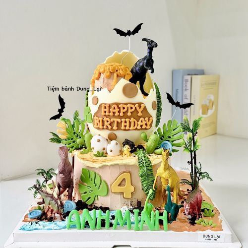 Bánh 2 tầng khủng long sz 20 và trứng khủng long