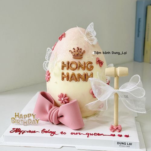Bánh đập quả trứng tone hồng