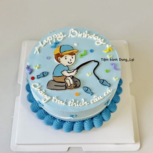 Bánh vẽ bé trai câu cá sz 16