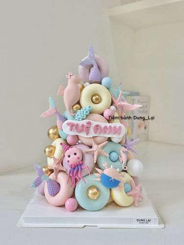 Tháp bánh donut chủ đề đại dương 24b - Tháp Donut