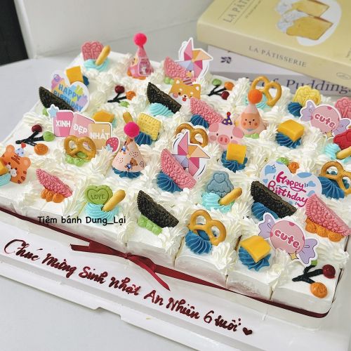 Bánh cắt 35 miếng, Bánh Sinh Nhật bánh cắt, Bánh Sinh Nhật bánh cắt miếng, Bánh Sinh Nhật cắt miếng, Bánh Sinh Nhật vuông, Bánh Sinh Nhật chữ nhật, Bánh Sinh Nhật bé gái, Bánh Sinh Nhật bé trai - Bánh Sinh Nhật Long Biên