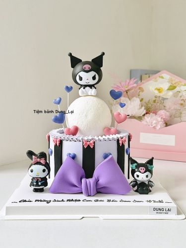 Bánh kuromi sz 16, Bánh Sinh Nhật Kuromi, Bánh Sinh Nhật sanrio, Bánh Sinh Nhật bé gái - Bánh Sinh Nhật Long Biên