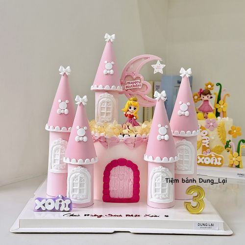 Bánh lâu đài bé gái sz 16 1/2 tone hồng, Bánh Sinh Nhật Lâu đài, Bánh Sinh Nhật bé gái, Bánh Sinh Nhật sinh nhật, Bánh Sinh Nhật công chúa - Bánh Sinh Nhật Long Biên