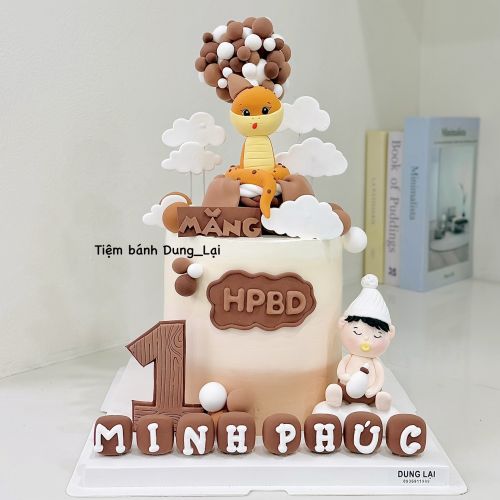 Bánh sinh nhật bé rắn tone nâu, Bánh Sinh Nhật Sinh nhật, Bánh Sinh Nhật bé rắn, Bánh Sinh Nhật rắn, Bánh Sinh Nhật nâu be, Bánh Sinh Nhật bé trai, Bánh Sinh Nhật bé gái - Bánh Sinh Nhật Long Biên