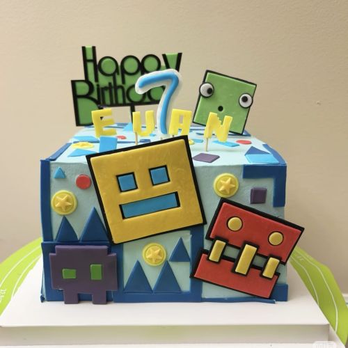 Bánh sinh nhật hình Geometry dash, Bánh Sinh Nhật Geometry dash, Bánh Sinh Nhật tạo hình, Bánh Sinh Nhật sinh nhật, Bánh Sinh Nhật bé trai, Bánh Sinh Nhật game - Bánh Sinh Nhật Long Biên