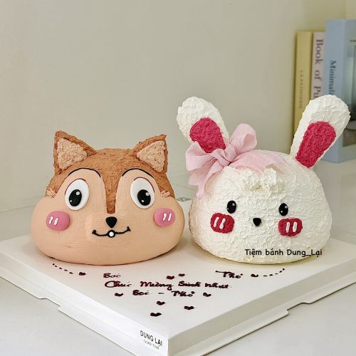 Bánh tạo hình sóc thỏ sz 14, Bánh Sinh Nhật Tạo hình, Bánh Sinh Nhật sinh nhật, Bánh Sinh Nhật sóc, Bánh Sinh Nhật thỏ, Bánh Sinh Nhật set đôi, Bánh Sinh Nhật set bánh - Bánh Sinh Nhật Long Biên