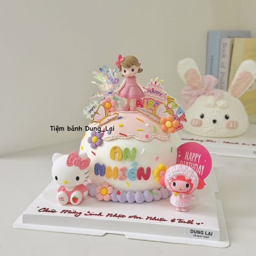 Bánh tròn bé gái hello kitty sz 16 1/2, Bánh Sinh Nhật bé gái, Bánh Sinh Nhật bánh hồng, Bánh Sinh Nhật hello kitty, Bánh Sinh Nhật melody, Bánh Sinh Nhật sanrio - Bánh Sinh Nhật Long Biên