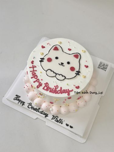 Bánh vẽ bé mèo sz 16, Bánh Sinh Nhật Bánh vẽ, Bánh Sinh Nhật mèo, Bánh Sinh Nhật bé gái - Bánh Sinh Nhật Long Biên