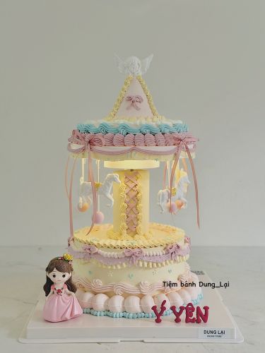 Bánh vòng quay công chúa, Bánh Sinh Nhật Vòng quay ngựa, Bánh Sinh Nhật vòng quay, Bánh Sinh Nhật công chúa, Bánh Sinh Nhật bé gái - Bánh Sinh Nhật Long Biên
