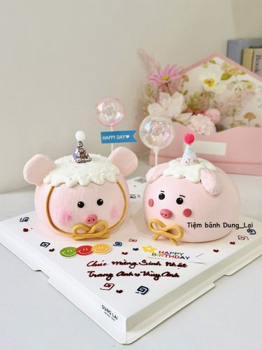 Set bánh đôi 2 bé heo sz 14, Bánh Sinh Nhật Set đôi, Bánh Sinh Nhật set bánh, Bánh Sinh Nhật bé heo, Bánh Sinh Nhật heo, Bánh Sinh Nhật lợn, Bánh Sinh Nhật bé gái - Bánh Sinh Nhật Long Biên