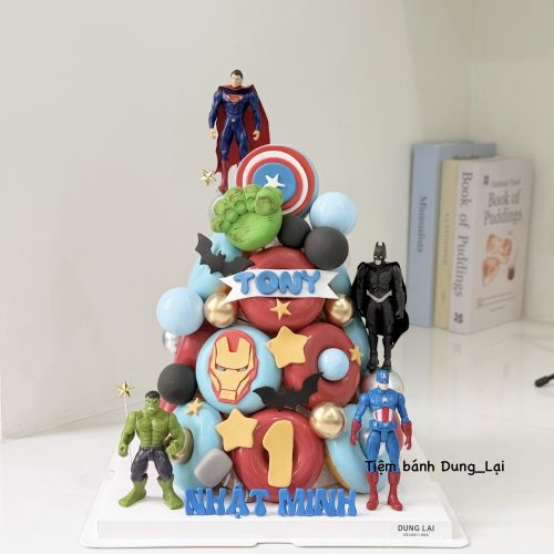 Tháp donut avengers, Bánh Sinh Nhật Tháp donut, Bánh Sinh Nhật donut, Bánh Sinh Nhật avengers, Bánh Sinh Nhật avenger, Bánh Sinh Nhật siêu nhân, Bánh Sinh Nhật siêu anh hùng, Bánh Sinh Nhật bé trai - Bánh Sinh Nhật Long Biên