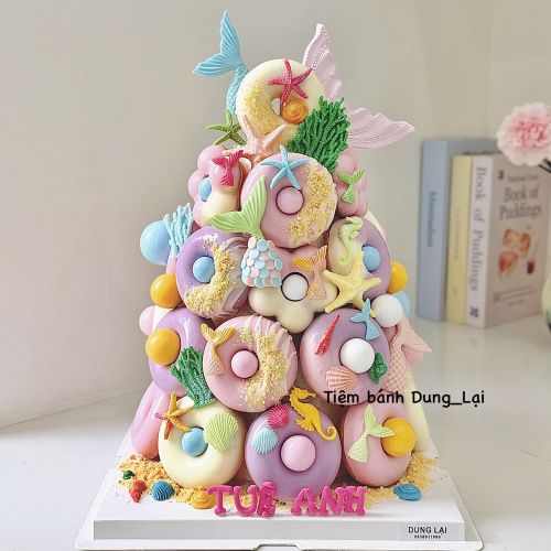 Tháp donut sinh nhật nàng tiên cá 24c, Bánh Sinh Nhật Tháp donut, Bánh Sinh Nhật donut, Bánh Sinh Nhật sinh nhật, Bánh Sinh Nhật bé gái, Bánh Sinh Nhật hồng, Bánh Sinh Nhật đuối cá, Bánh Sinh Nhật nàng tiên cá, Bánh Sinh Nhật ocean - Bánh Sinh Nhật Long Biên
