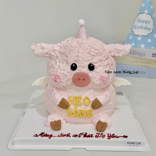 Bánh 2 tầng tạo hình bé heo sz 18 - Bánh tạo hình