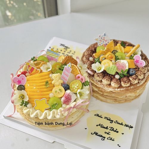 Set 2 bánh crepe ngàn lớp ô long và tiramisu sz 16