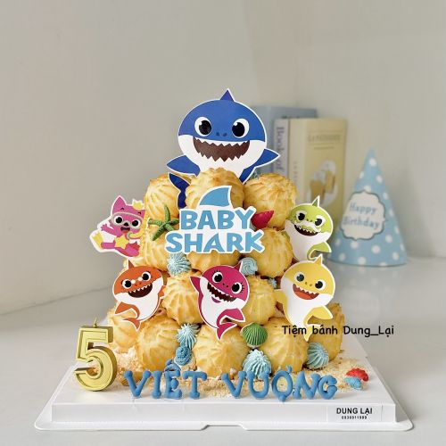 Tháp su kem 35c cắm hình baby shark