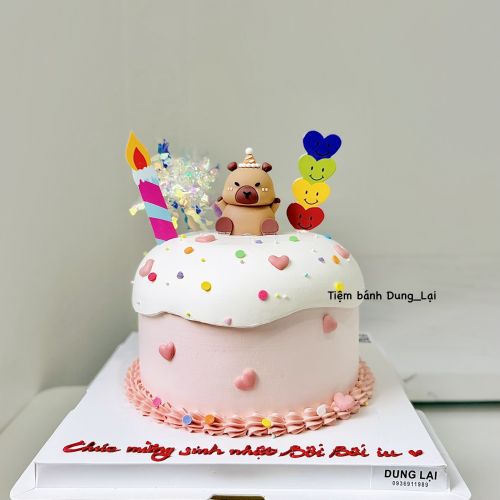 Bánh capybara sz 16 tone hồng - Bé gái
