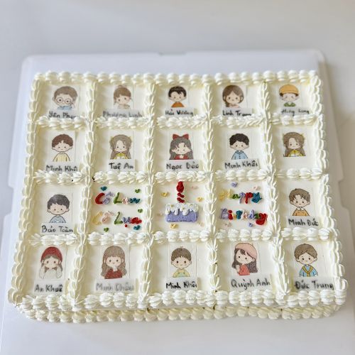 Bánh cắt 20m các hình chibi - Bánh chữ nhật