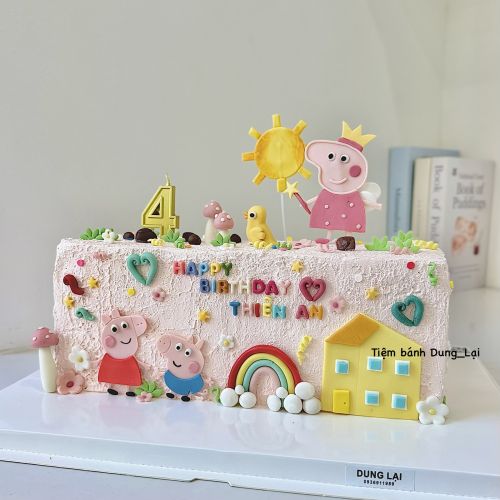 Bánh chữ nhật peppa pig - Bé gái