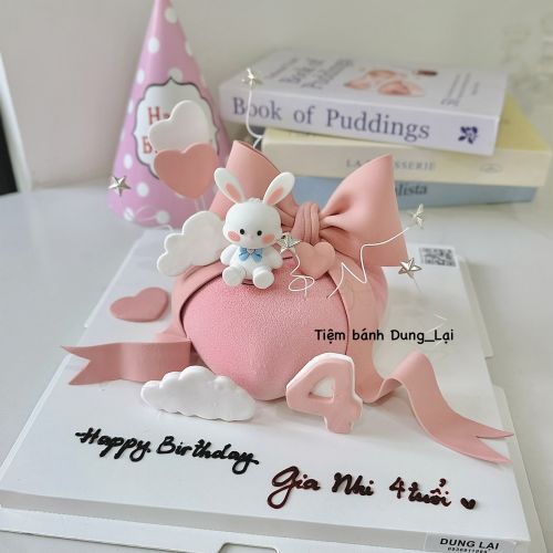 Bánh entremet tim bé thỏ sz 14 - Bé gái