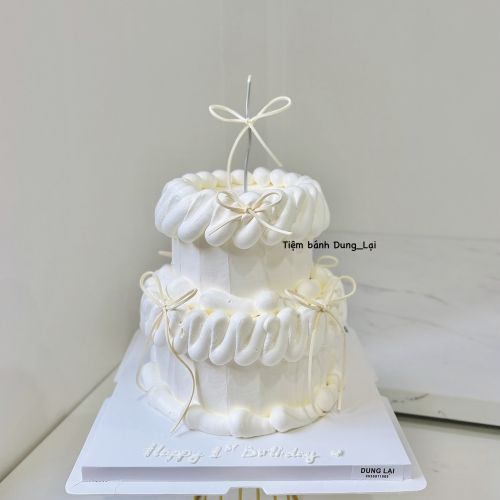 Bánh 2 tầng tone trắng sz 18-14