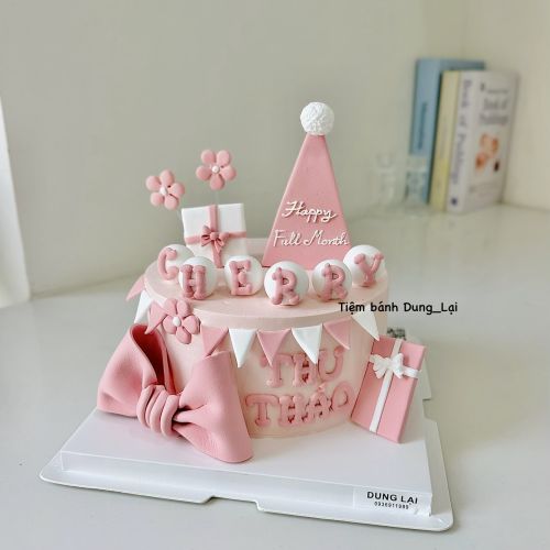 Bánh bé gái tone trắng hồng sz 18 - Bé gái