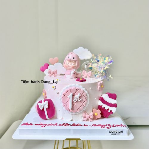 Bánh bé rắn tone hồng sz 16 - Bé gái