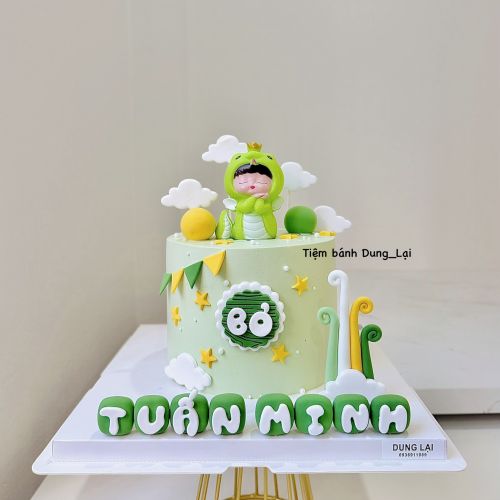 Bánh bé rắn tone xanh sz 16 1/2
