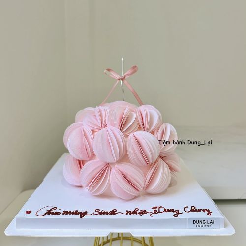 Bánh hoa giấy gạo nghệ thuật tone hồng sz 16 1/2  - Bé gái