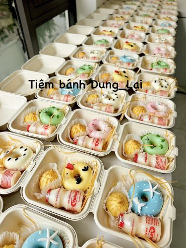 Set bánh bánh donut, sukem + yakul - Bé trai