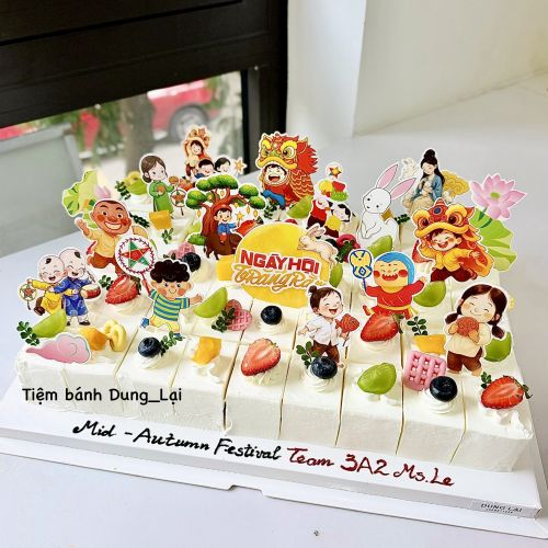 Set bánh cắt 45m trang trí trung thu - Bánh chữ nhật