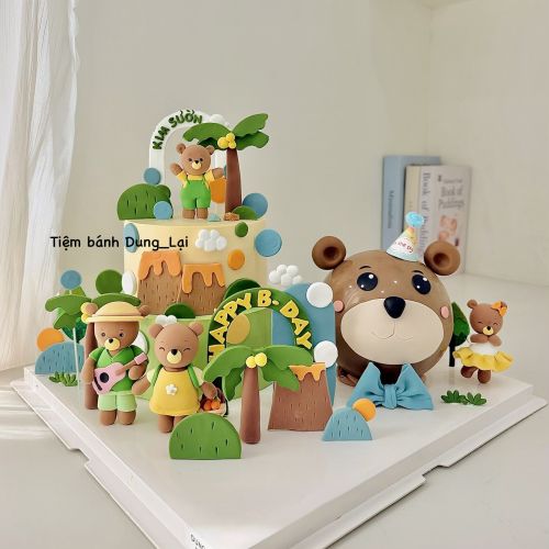 Set bánh đập và bánh 2 tầng bé gấu - Bé trai